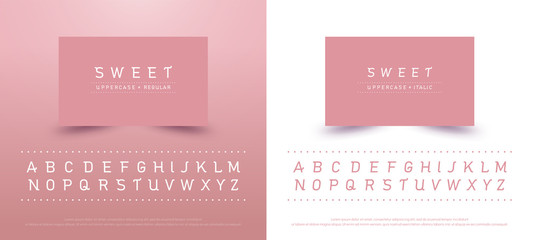 sweet alphabet uppercase font. Typography classic style pink color font collection set for logo, Name card, Poster, Invitation. vector illustrator