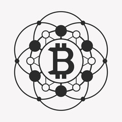 Bitcoin symbol template. Cryptocurrency badge.