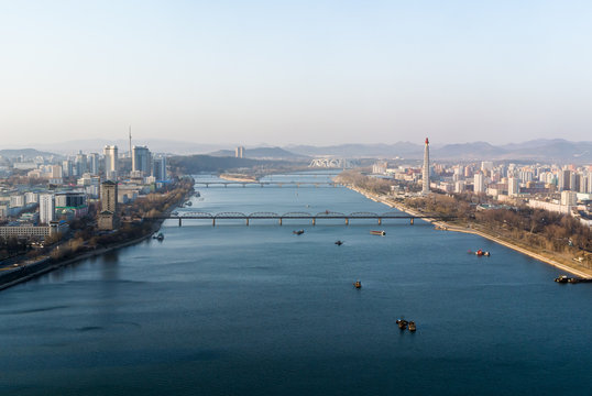 Pyongyang Panorama With Taedong River