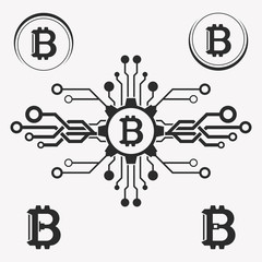 Bitcoin symbol template. Cryptocurrency badge.
