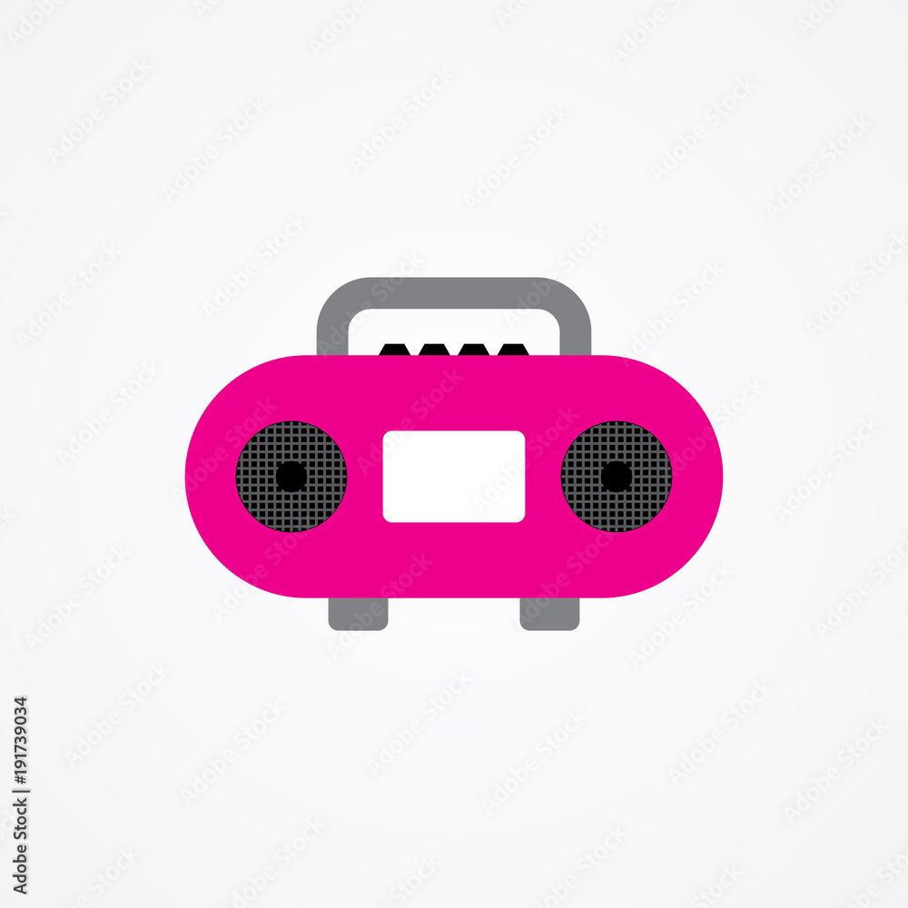Poster flat vector icon of cassette player.