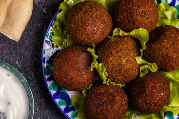 Classic falafel on the plate.