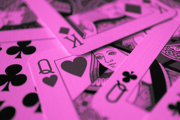 Queen of red hearts macro, fortune-telling cards. Mystic card ritual, prediction of female love...