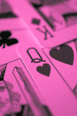 Queen of red hearts macro, fortune-telling cards. Mystic card ritual, prediction of female love...