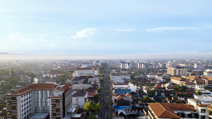 Obraz premium Beautiful aerial view of crowded residential house