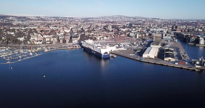 Colorline ferry at parking place in Oslofjord in Oslo, Norway