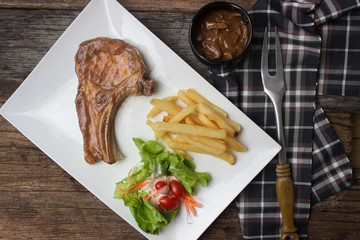 pork chop and Mushroom Sauce top view