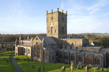 Fototapeta premium The famous cathedral in the UK's smallest city of St Davids, Pembrokeshire, Wales