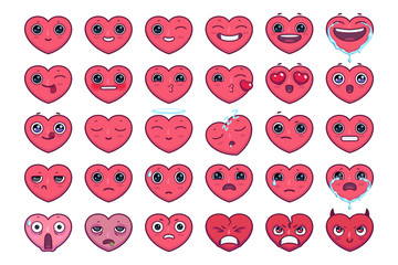 Cute heart emoji set 30 pieces kawaii and very accurate hearts emoticon