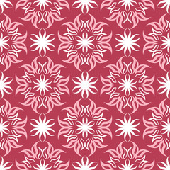 Floral seamless pattern. Red colored background