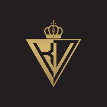 initial two letter half logo triangle gold