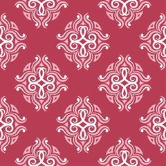 Floral red seamless background with beige pattern
