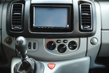 interior of a modern car with steering wheel