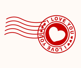 I Love You stamp. Postmark. Vector illustration