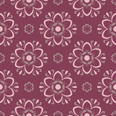 Fototapeta na wymiar Seamless background. Floral purple red pattern