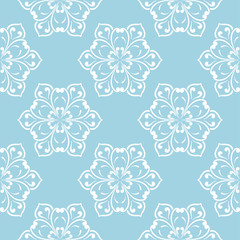 White floral seamless pattern on navy blue background