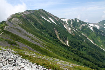 Yukikura mountains, Japan with snow in Summer