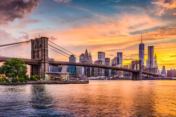 Abwaschbare Fototapete Brooklyn Bridge Skyline von New York