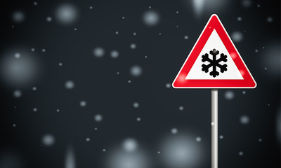 Fototapeta premium Achtung Eis / Schnee / Blitzeis Schild