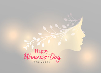 beautiful female face with floral decoration for happy women's day