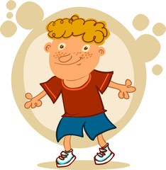 happy kid standing up cartoon