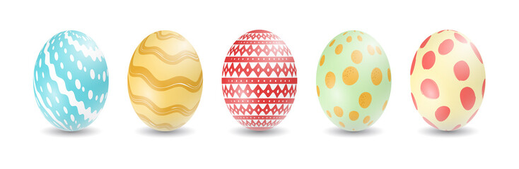Colorful easter eggs vector graphic with happy easter. Aufgereihte bunte Ostereier - Frohe Ostern. Ostereier, Eier, Ostern, nebeneinander, farbig, bunt, gefärbte.