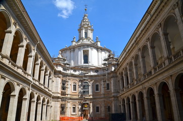 Fototapeta na wymiar Church of Sant'Ivo alla Sapienza, in the heart of Rome, Italy. A baroque masterpiece 