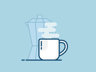 illustration of cup of hot coffee flat design