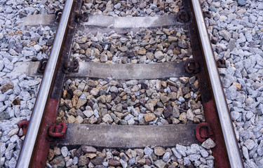 Naklejka premium railroad tracks made of steel rails along which passenger and freight trains run.