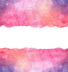 Watercolor colorful starry space galaxy nebula background. cosmic layout with space for text.