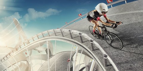 Sport. Cycling. Design concept for a sport background. Road like the roller coaster.