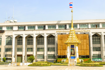 Fototapeta na wymiar BANGKOK, THAILAND - Nov 04,2017 -Landscape The Royal Crematorium Replica at Bangkok Metropolitan Administration