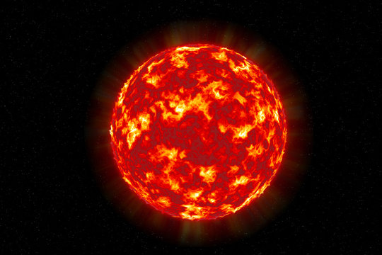 Sun solar surface texture sphere illustration isolated on a celestial star background