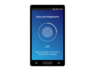 Mobile phone unlocked and set with fingerprint button and password notification vector, concept of security, personal access, user authorization, login, smartphone protection technology