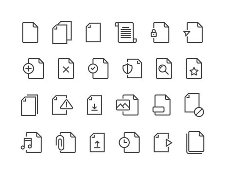 Set of File Related Vector Line Icons. Contains such Icons as Download, Video File and more. Editable Stroke. 48x48 Pixel Perfect. vector