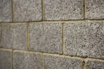 Newly made concrete block wall, differential focus