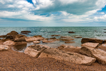 Seaside, empty beach