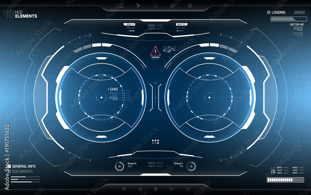 Wall mural sci-fi concept hud interface screen. virtual reality view display. hologram technology
