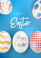 Happy easter image vector. Modern Easter background with colorful eggs. Template Easter greeting card, vector.