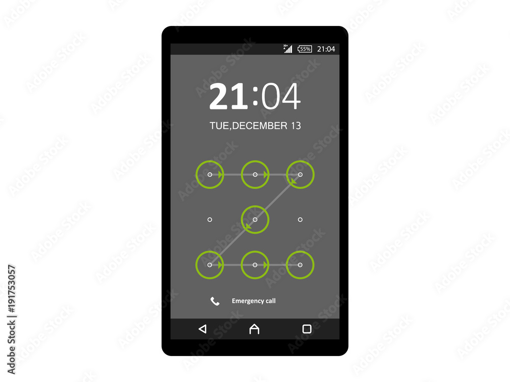 Poster mobile phone unlocked and set with pattern and password notification vector