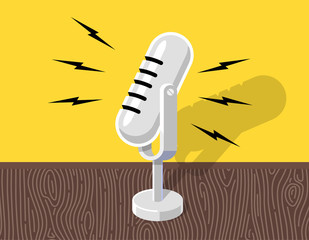 Vintage microphone illustration . Retro microphone vector icon
