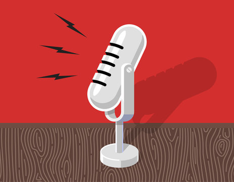 Vintage microphone illustration . Retro microphone vector icon