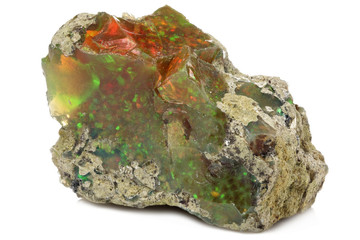 Ethiopian welo opal isolated on white background