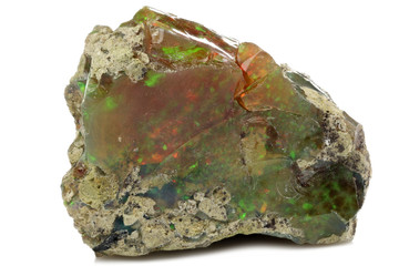 Ethiopian welo opal isolated on white background