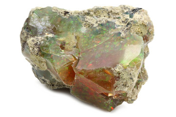 Ethiopian welo opal isolated on white background