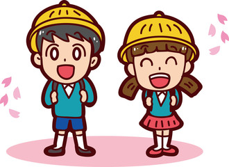 入学式のイメージイラスト（男の子と女の子）