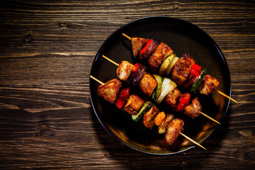 Shish kebabs - grilled meat and vegetables