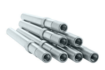 Several steel shaft on the white background