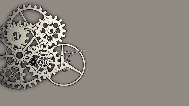 silberne mechanische Uhr auf grauem Hintergrund - simulierte Animation