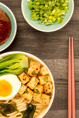 Japanese Style Vegetarian Tofu Noodle Ramen Soup or Broth